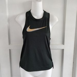 Nike Women's Dri-Fit Metallic Running Black Tank Top Size XS Racerback Halter